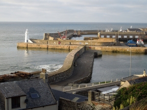 Photograph of Macduff Harbour and lighthouse