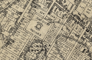 Black and white image of part of the town plan of Macduff showing the streets named in the Story