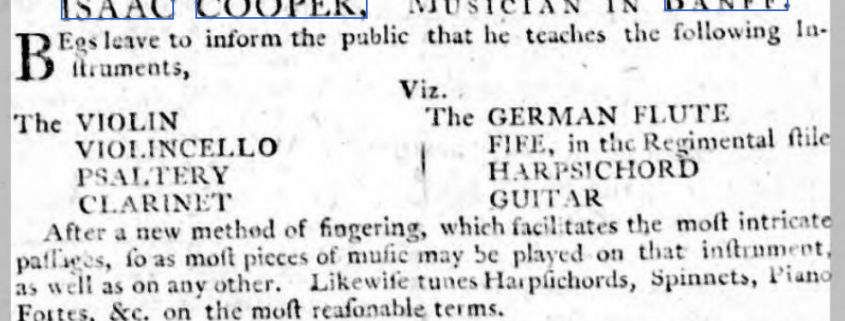 Advert for Isaac Cooper fiddler