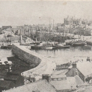 Black and white photo of Macduff harbour