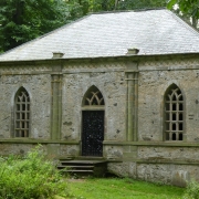 Colour photo showing the front of the rectangular gothic building