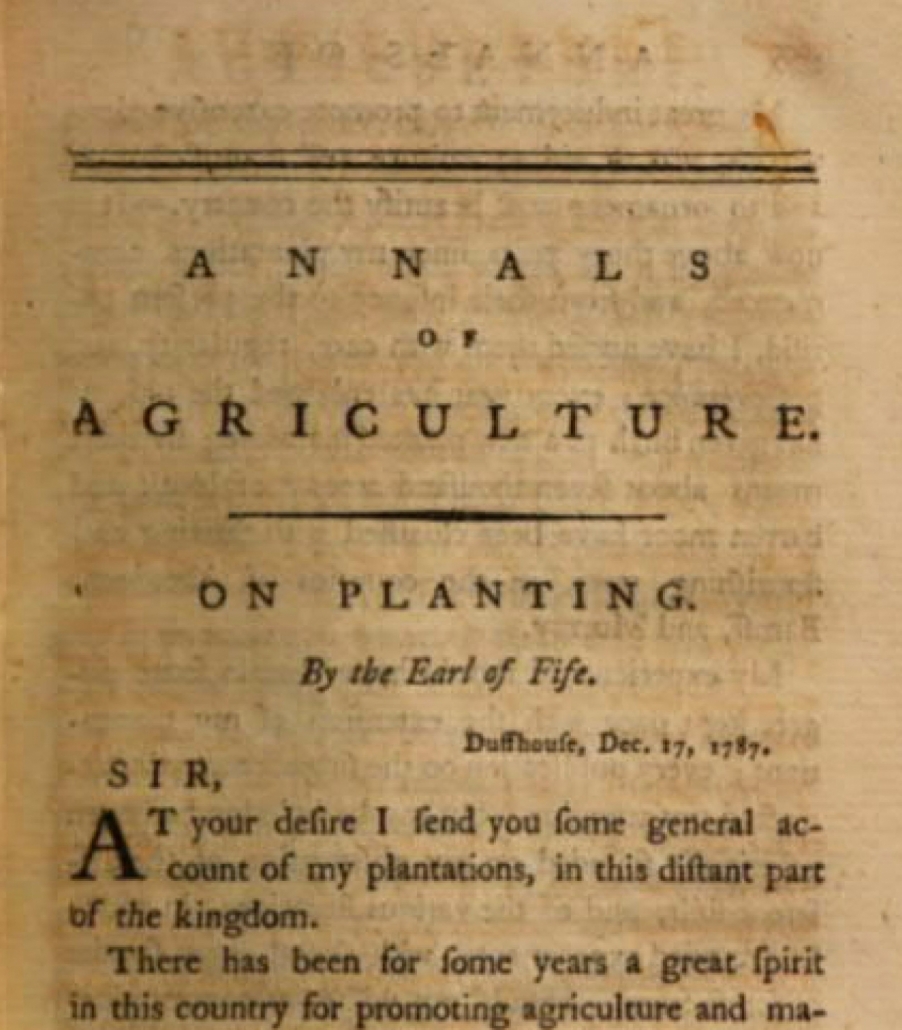Black and off white image of an article title page in a 1788 "magazine"