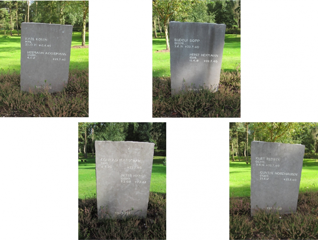 Four colour photos of gravestones