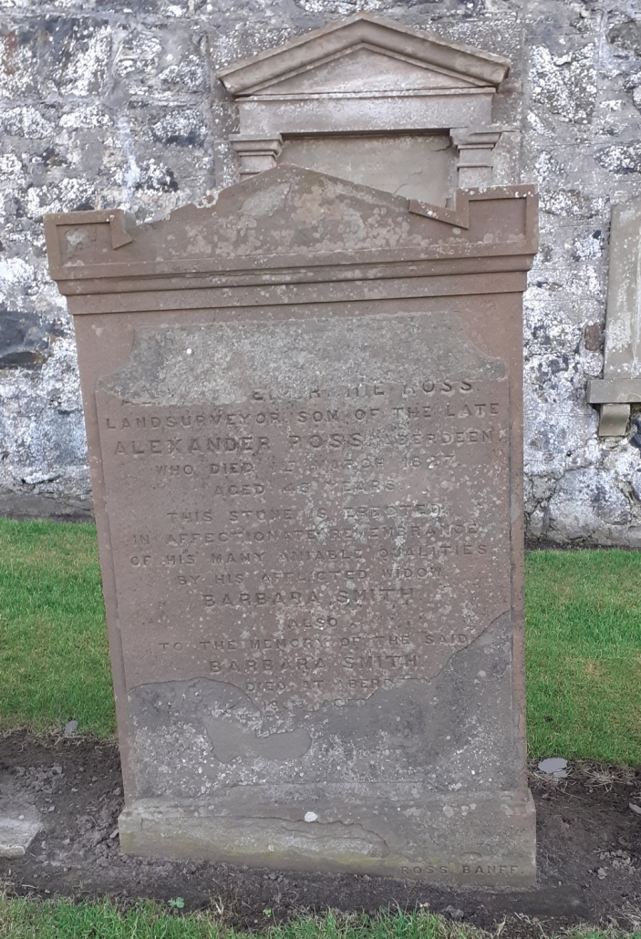 Gravestone of Alexander Irvine Ross in Portsoy
