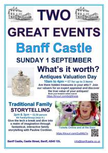 Poster promoting Antiques Valuation and Family Storytelling Events