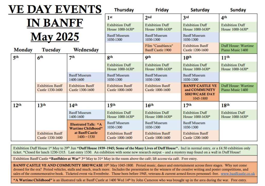 Programme of VE Events in Banff for May 2025