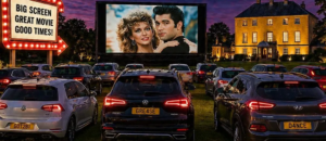 AI image of drive through grease movie at banff castle
